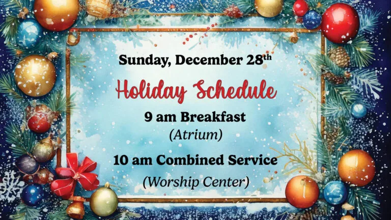 Holiday Schedule December 28th