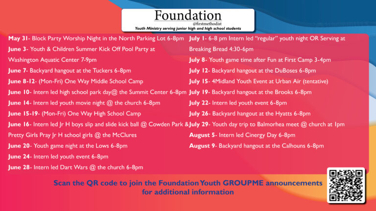 2026 Youth Summer Calendar