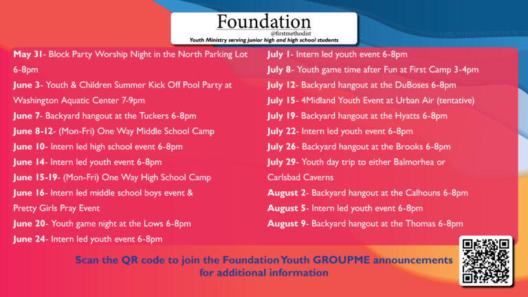 2026 Youth Summer Calendar